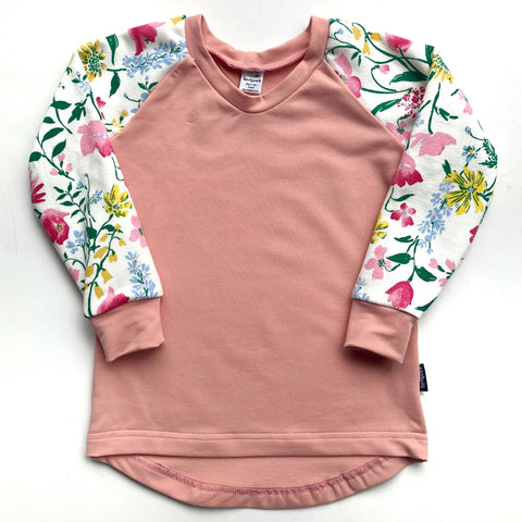 Peach and Floral Crew - Size 2